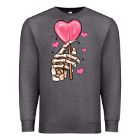 Charcoal Heather skeleton hand with sugar valentines day Premium Sweatshirt - MaliasSmallBusiness