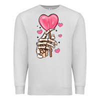 Dove Grey skeleton hand with sugar valentines day Premium Sweatshirt - MaliasSmallBusiness