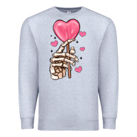 Heather Grey skeleton hand with sugar valentines day Premium Sweatshirt - MaliasSmallBusiness