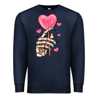Navy skeleton hand with sugar valentines day Premium Sweatshirt - MaliasSmallBusiness