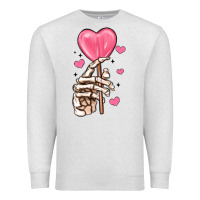 Oatmeal Heather skeleton hand with sugar valentines day Premium Sweatshirt - MaliasSmallBusiness