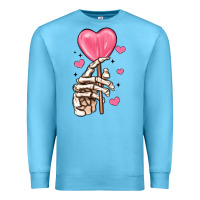 Ocean Blue skeleton hand with sugar valentines day Premium Sweatshirt - MaliasSmallBusiness