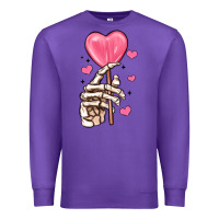 Purple skeleton hand with sugar valentines day Premium Sweatshirt - MaliasSmallBusiness
