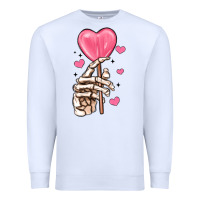 White skeleton hand with sugar valentines day Premium Sweatshirt - MaliasSmallBusiness