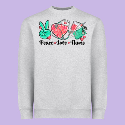 Peace Love Nurse Heavyweight Sweatshirt Designed By Texasbilliewilder