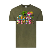 Vintage Olive hello summer cow Vintage Tee - Zillion Design Studio