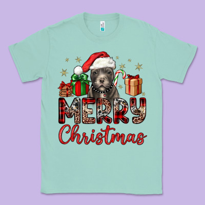 Merry Christmas Pitbull Classic Tee Designed By Jahusdesignshop