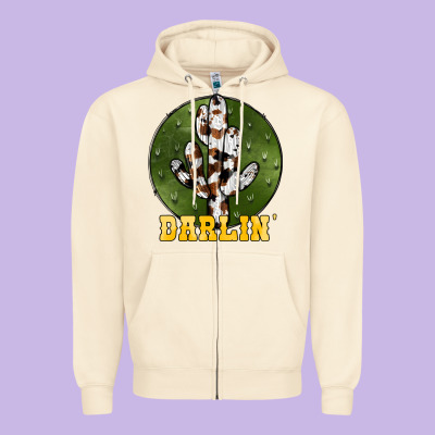 Cowhide Darlin Zipper Hoodie Designed By Jahusdesignshop