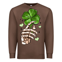 Chestnut skeleton hand with shamrock st patrick s day Premium Sweatshirt - MaliasSmallBusiness