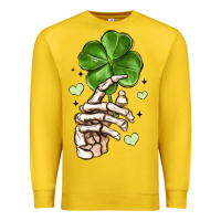 Lemon skeleton hand with shamrock st patrick s day Premium Sweatshirt - MaliasSmallBusiness