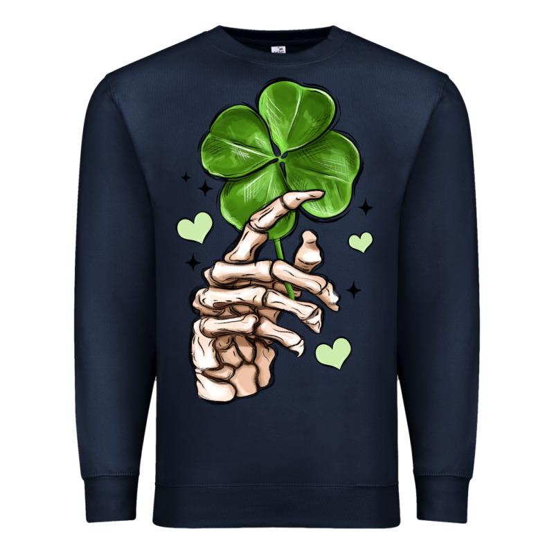 Skeleton Hand With Shamrock St Patrick S Day Premium Sweatshirt by MaliasSmallBusiness | Teevron
