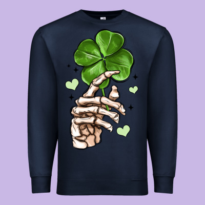 Skeleton Hand With Shamrock St Patrick S Day Premium Sweatshirt Designed By Maliassmallbusiness