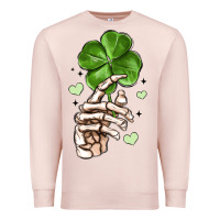 Pale Pink skeleton hand with shamrock st patrick s day Premium Sweatshirt - MaliasSmallBusiness