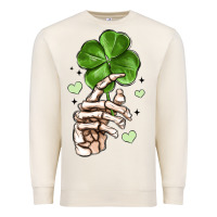 Sandshell skeleton hand with shamrock st patrick s day Premium Sweatshirt - MaliasSmallBusiness