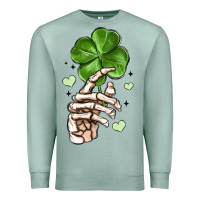 Seafoam skeleton hand with shamrock st patrick s day Premium Sweatshirt - MaliasSmallBusiness