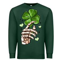 Sports Green skeleton hand with shamrock st patrick s day Premium Sweatshirt - MaliasSmallBusiness