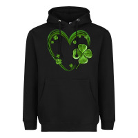 Black st patricks day shamrock heart Heavyweight Hoodie - MaliasSmallBusiness