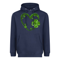 Navy st patricks day shamrock heart Heavyweight Hoodie - MaliasSmallBusiness