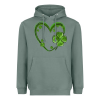 Sage st patricks day shamrock heart Heavyweight Hoodie - MaliasSmallBusiness