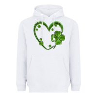 White st patricks day shamrock heart Heavyweight Hoodie - MaliasSmallBusiness