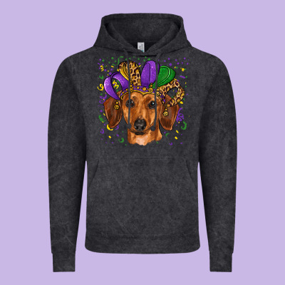 Vintage Hoodie mardi gras hat dachshund