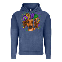 Vintage Denim mardi gras hat dachshund Vintage Hoodie - RanaPortraitStore