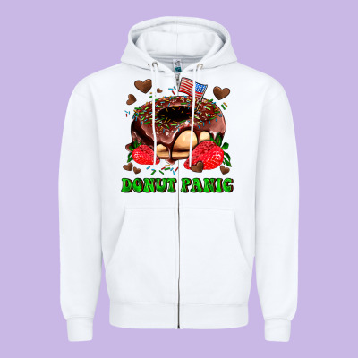Donut Panic Zipper Hoodie Designed By Adodesignshop