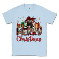 Dusty Blue merry christmas pug Classic Tee - JahusDesignShop