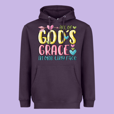 All Of God's Grace In One Tiny Face Heavyweight Hoodie Designed By Maliassmallbusiness
