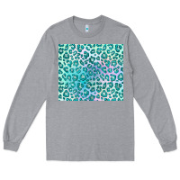 Heather Grey turquoise leopard glitter Long Sleeve Tee - JahusDesignShop