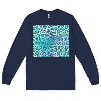 Navy turquoise leopard glitter Long Sleeve Tee - JahusDesignShop