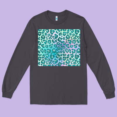 Turquoise Leopard Glitter Long Sleeve Tee Designed By Jahusdesignshop