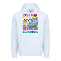 White rolling into preschool Premium Hoodie - BundleAndBundleShop