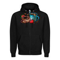 Black donut coffee strawberry Zipper Hoodie - AdoDesignShop