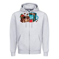 Heather Grey donut coffee strawberry Zipper Hoodie - AdoDesignShop