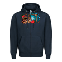 Navy donut coffee strawberry Zipper Hoodie - AdoDesignShop