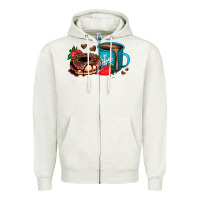 Oatmeal Heather donut coffee strawberry Zipper Hoodie - AdoDesignShop