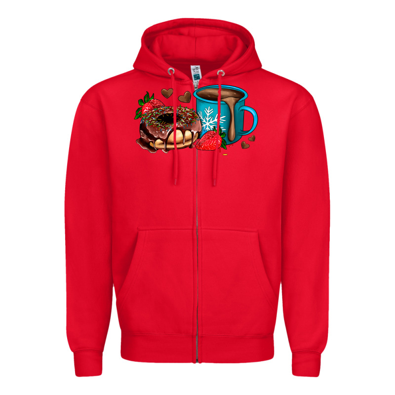 Donut Coffee Strawberry Zipper Hoodie by AdoDesignShop | Teevron