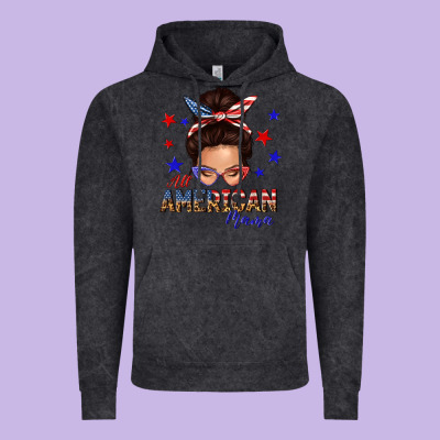 Vintage Hoodie all american mama messy bun