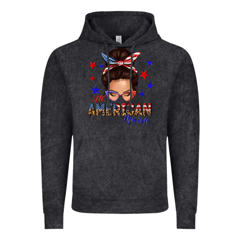 All American Mama Messy Bun Vintage Hoodie by texasbilliewilder | Teevron