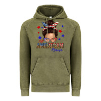 Vintage Olive all american mama messy bun Vintage Hoodie - texasbilliewilder