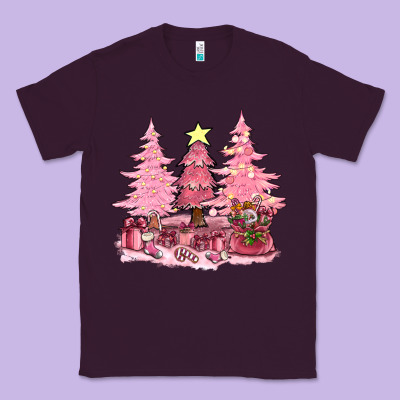 Pink Christmas Trees With Gift Box Bbs Classic Tee Designed By Bundleandbundleshop