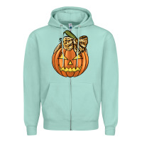 Leopard Ribbon Halloween Pumkin Zipper Hoodie | Teevron