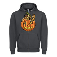 Smoke Leopard Ribbon Halloween Pumkin Zipper Hoodie - JahusDesignShop