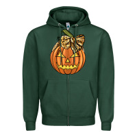 Sports Green Leopard Ribbon Halloween Pumkin Zipper Hoodie - JahusDesignShop