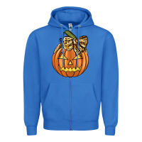 True Royal Leopard Ribbon Halloween Pumkin Zipper Hoodie - JahusDesignShop