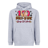 Heather Grey 100 paw some days of school Heavyweight Hoodie - MaliasSmallBusiness