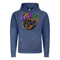 Vintage Denim mardi gras hat dachshund puppy Vintage Hoodie - RanaPortraitStore