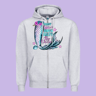 Sassy Since Birth Salty By Choice Zipper Hoodie Designed By Jahusdesignshop