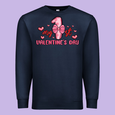My First Valentines Day Premium Sweatshirt Designed By Maliassmallbusiness